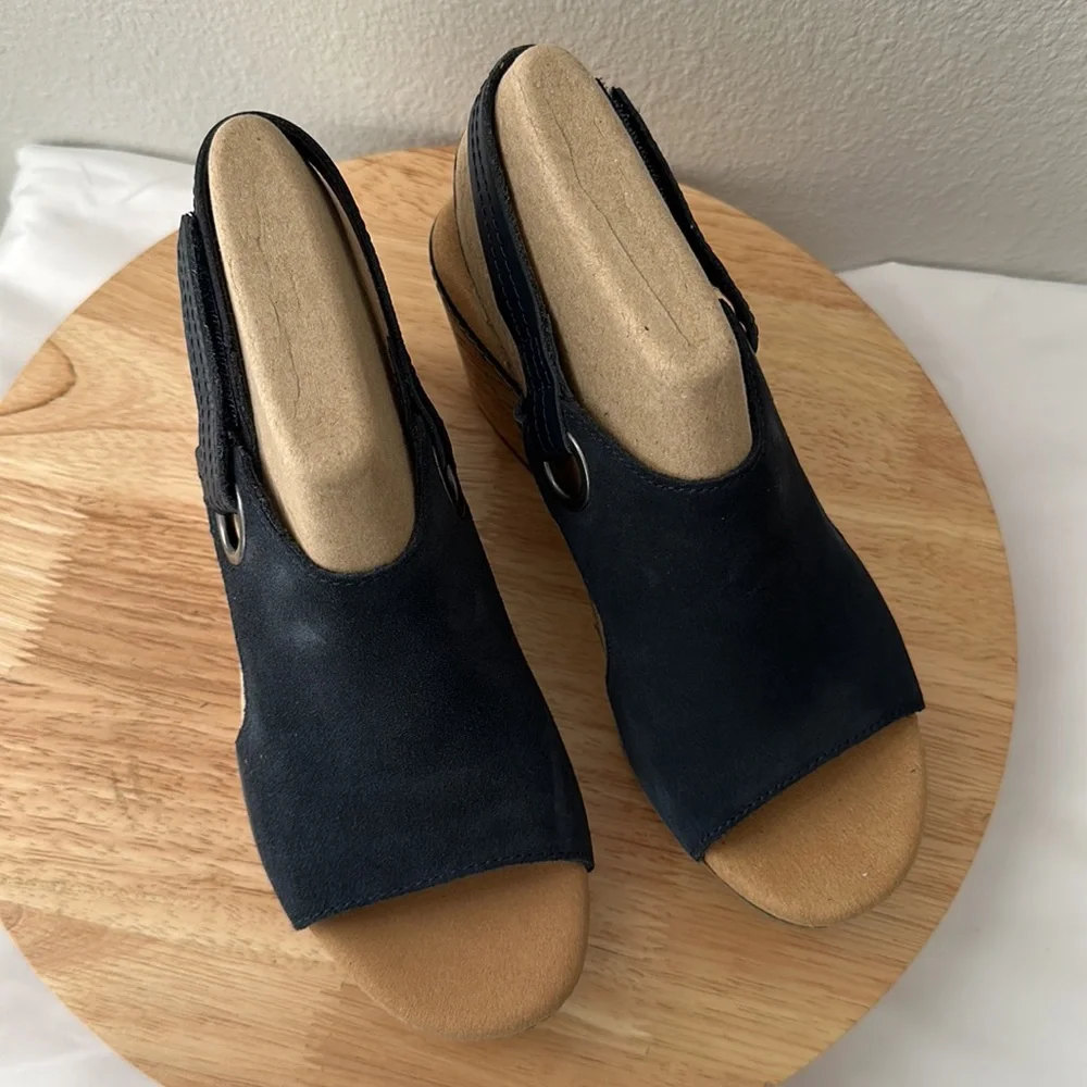 Clarks Collection Suede Cork Wedges - Giselle Sea